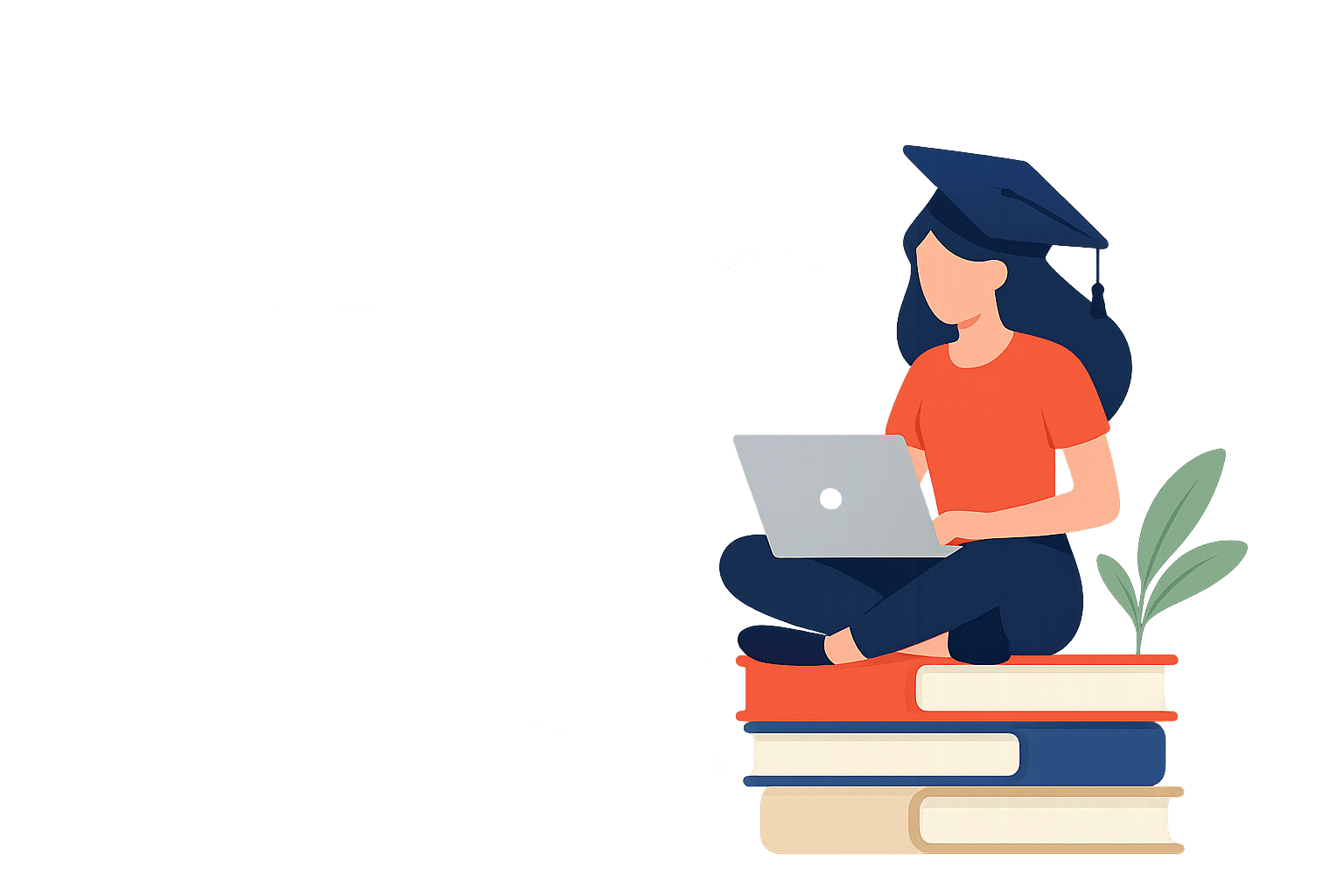Student working on a laptop while sitting on books, preparing college essays in NYC